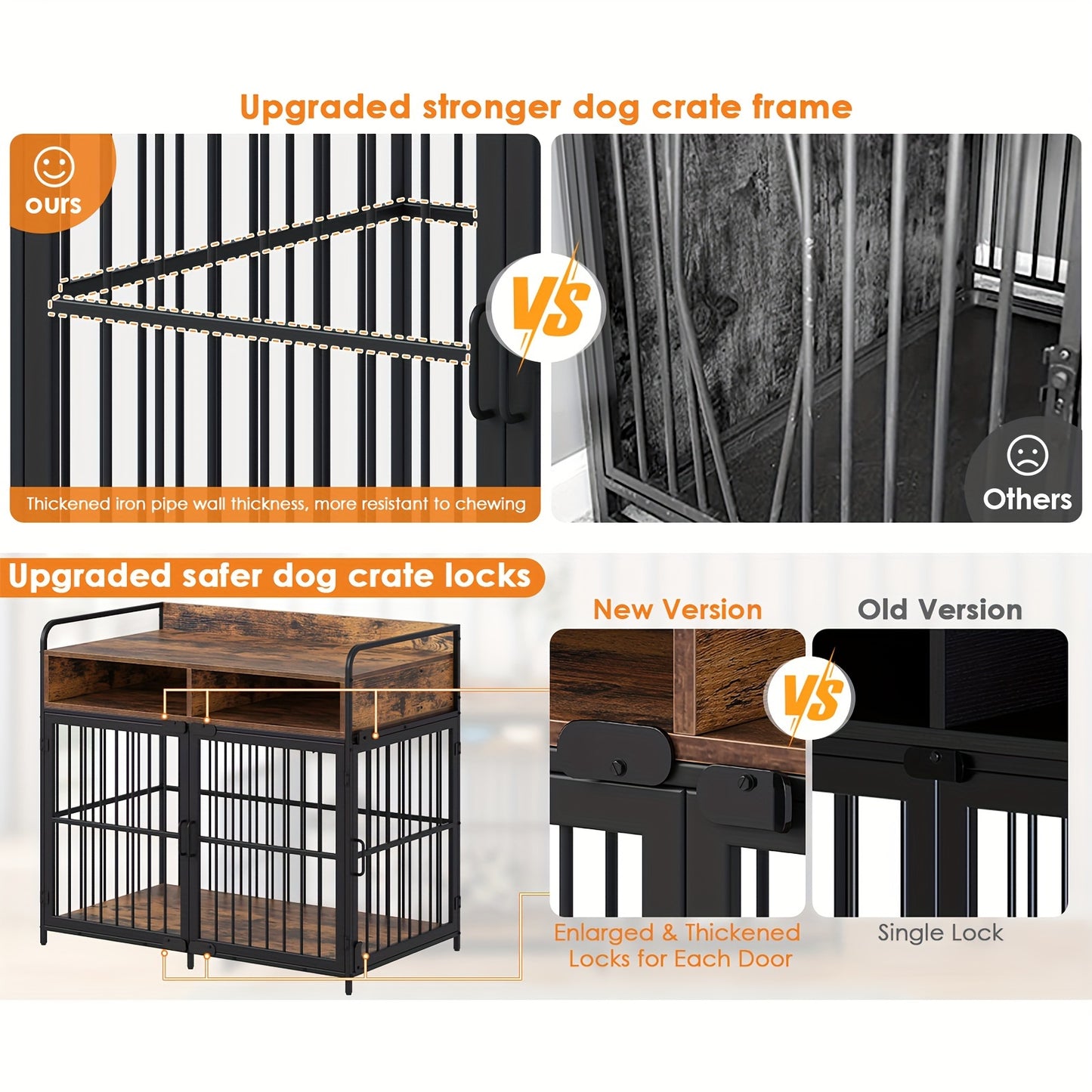 Large Dog Crate Furniture with Drawer Storage