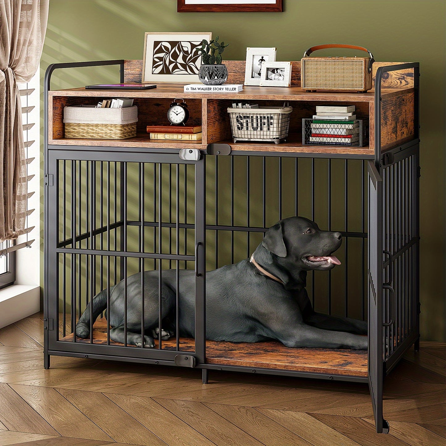 Large Dog Crate Furniture with Drawer Storage